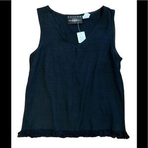 B Moss Fringe Black Tank TopSize 6